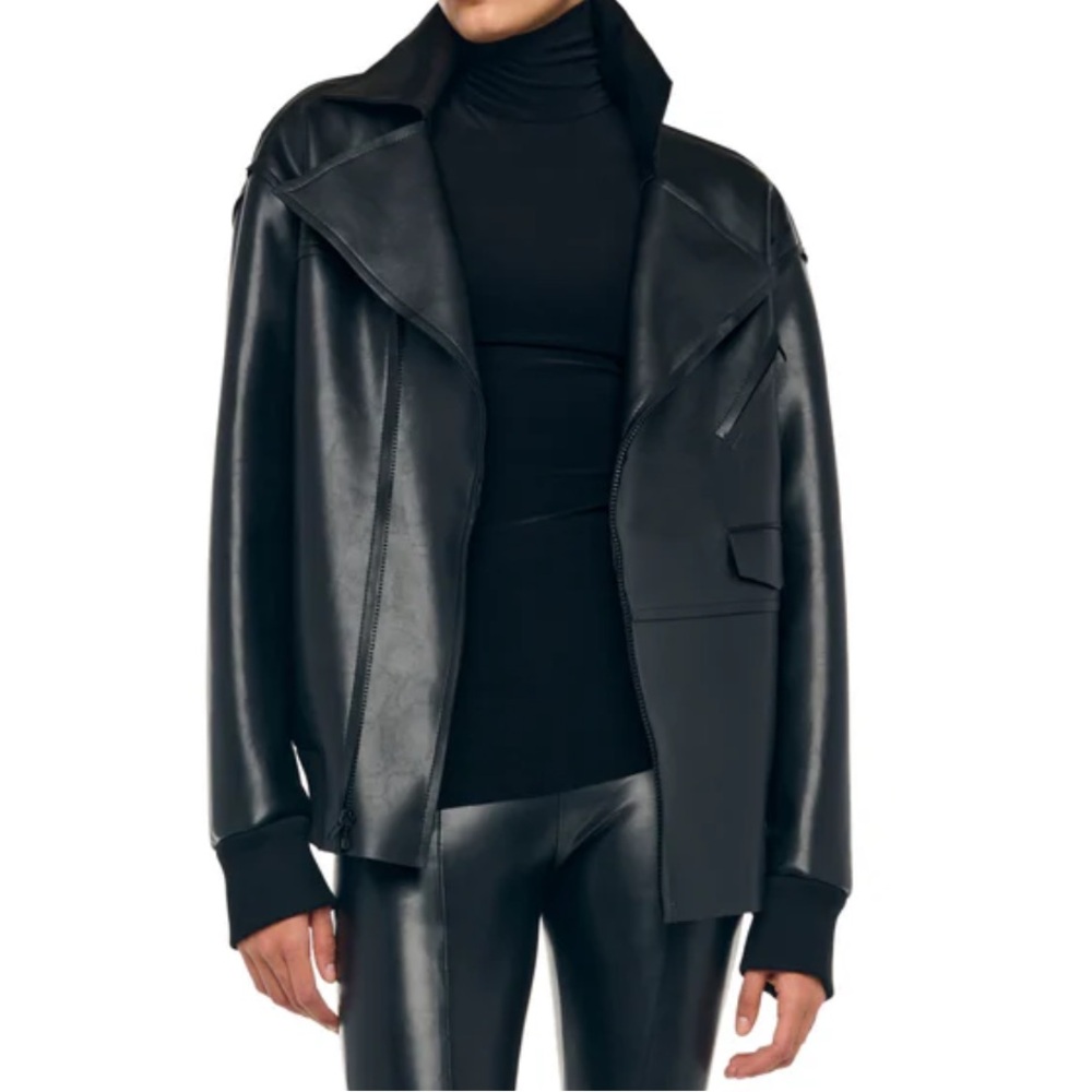 Norma Kamali Black Leather Jacket Size Small